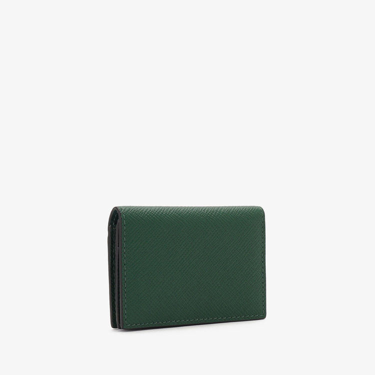 Smythson Panama Folded Card Case With Snap Closure FOREST GREEN