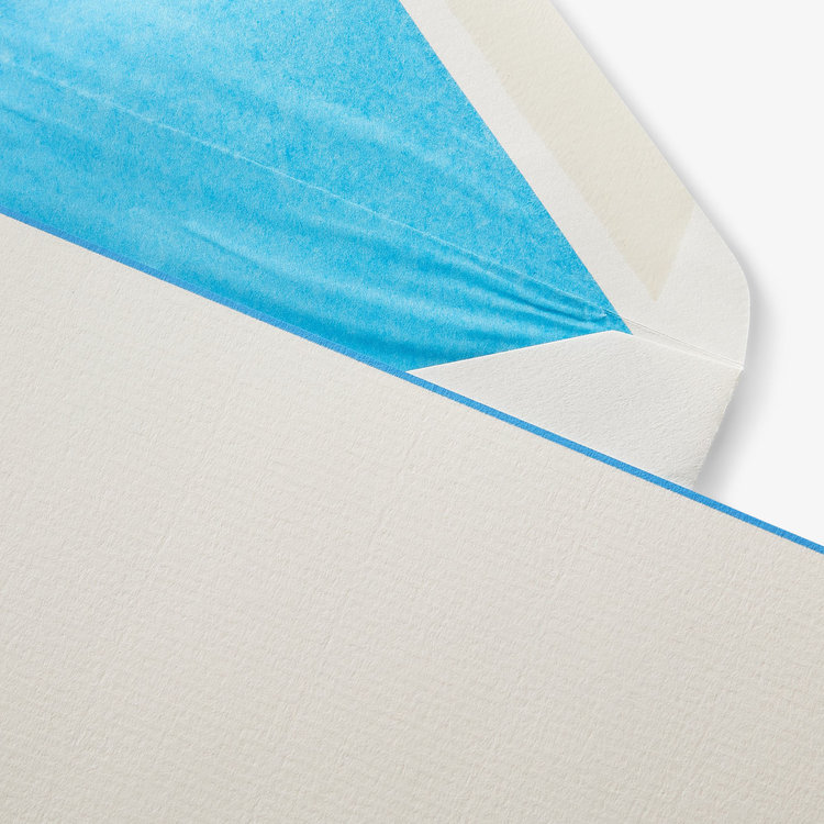 Smythson Single Border Kings Cards 10 Card Set WHITE LAID NILE BLUE