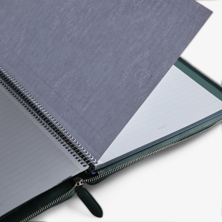 Smythson Panama A4 Zip Folder FOREST GREEN