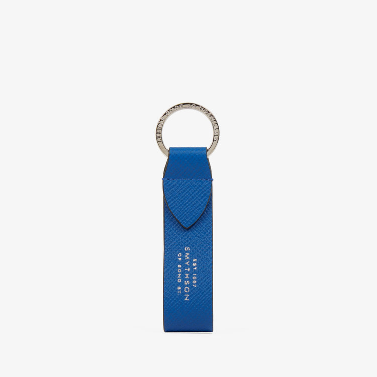 Smythson Panama Keyring Withleather Strap CERULEAN