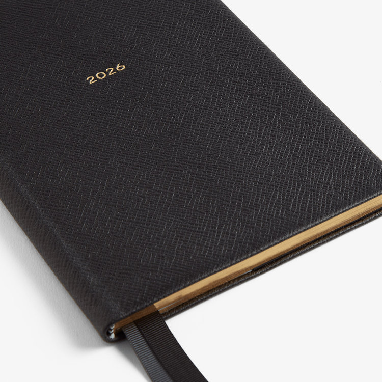 Smythson 【予約】2027 Soho Vertical Weekly Diary in Pastegrain BLACK
