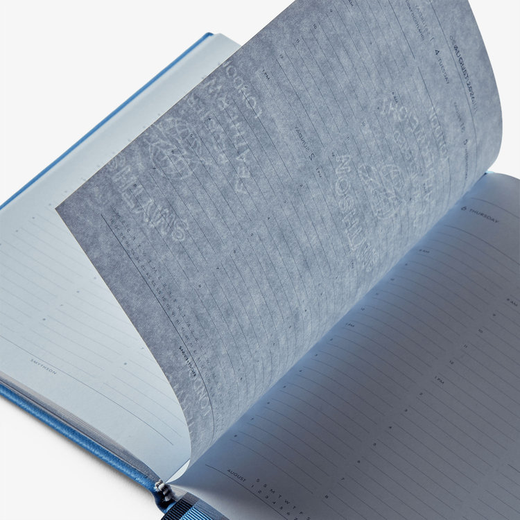 Smythson Pastegrain 2026 Soho Vertical Weekly Diary NILE BLUE