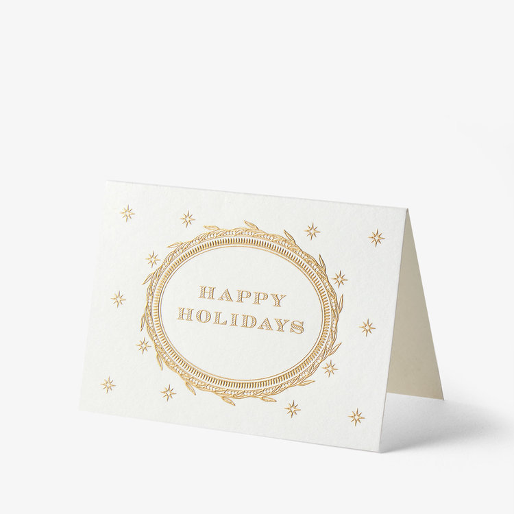 Smythson Christmas Gift Card Happy Holidays 10CE WHITE WOVE