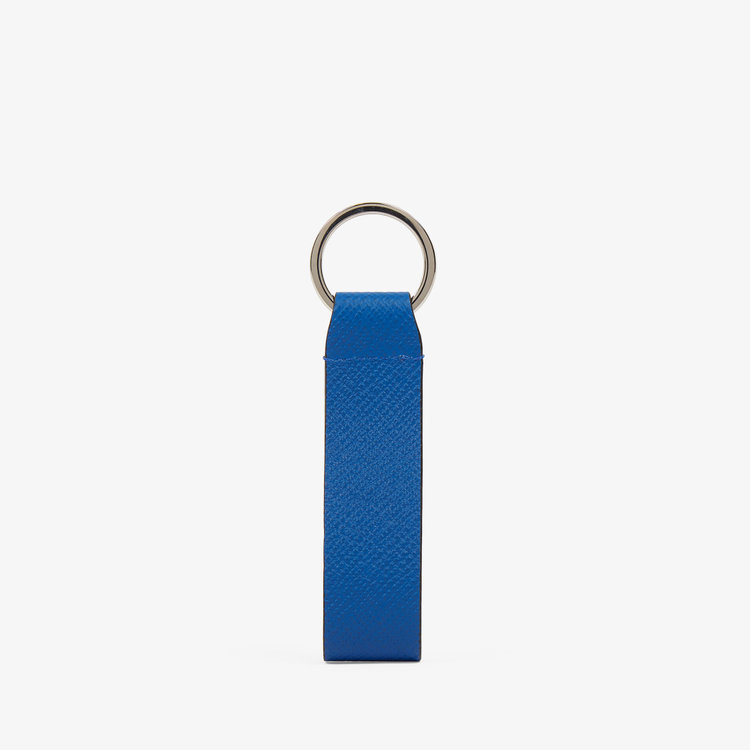 Smythson Panama Keyring Withleather Strap CERULEAN