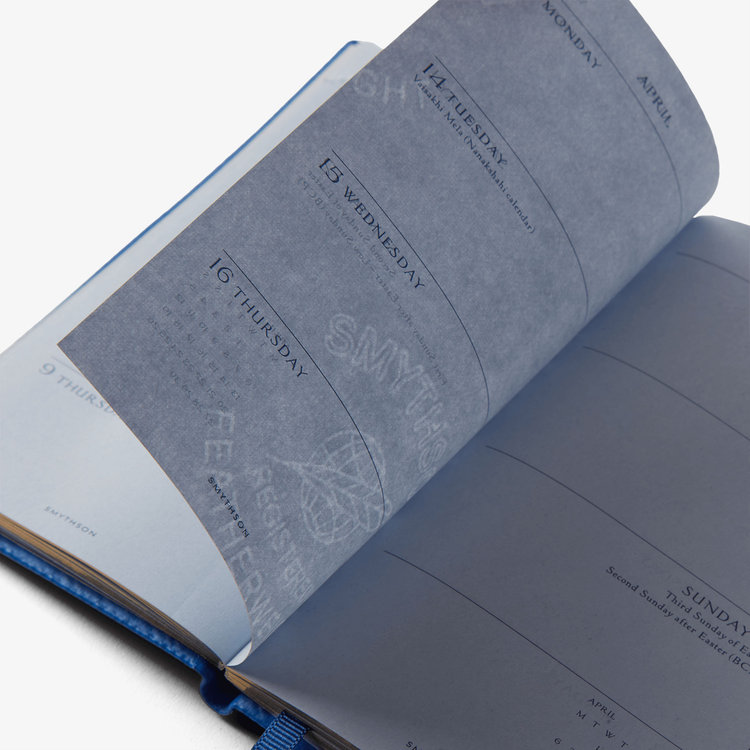Smythson 【予約】2027 Panama Weekly Diary with Pencil in Pastegrain CERULEAN