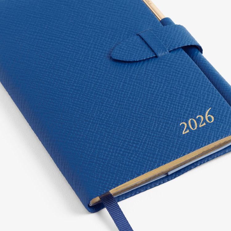 Smythson 【予約】2027 Panama Weekly Diary with Pencil in Pastegrain CERULEAN
