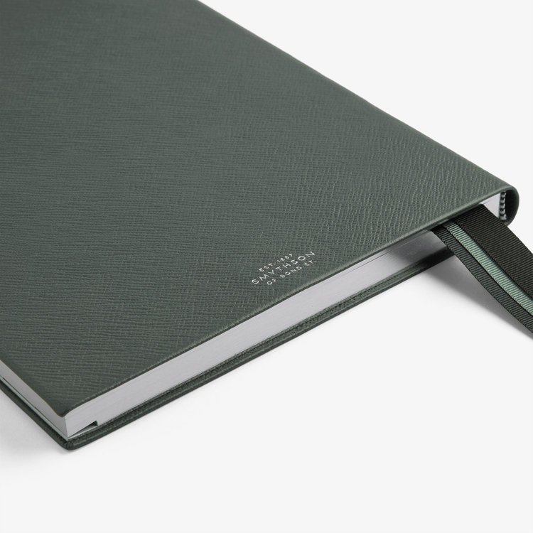 Smythson 2027 Portobello Vertical Weekly Diary in Pastegrain SLATE GREEN