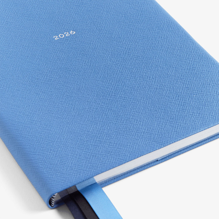 Smythson 【予約】2027 Portobello Vertical Weekly Diary in Pastegrain NILE BLUE