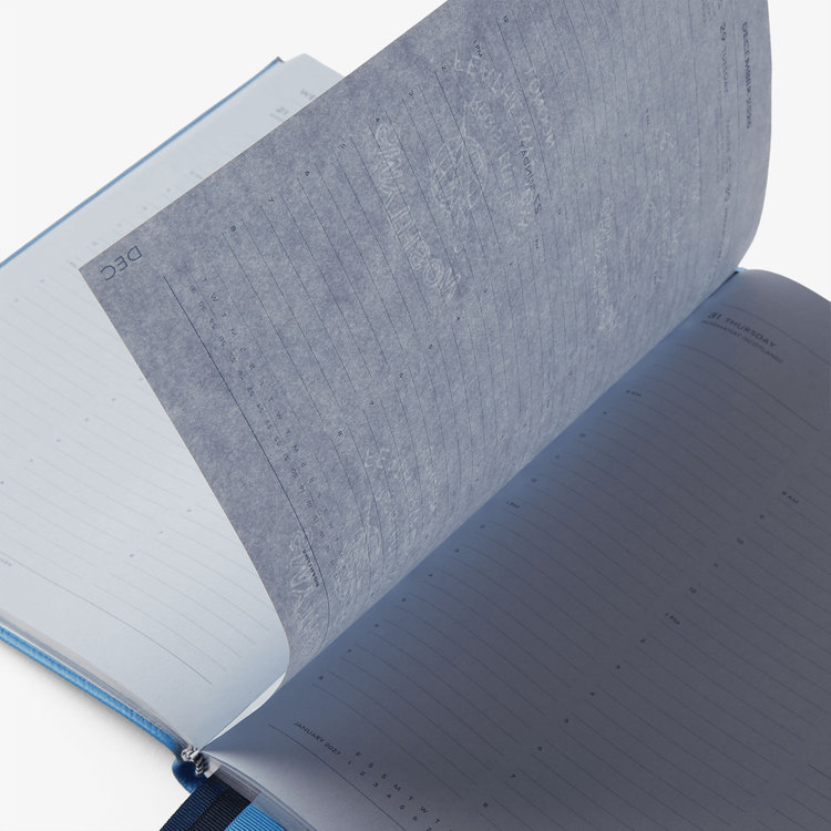 Smythson 【予約】2027 Portobello Vertical Weekly Diary in Pastegrain NILE BLUE