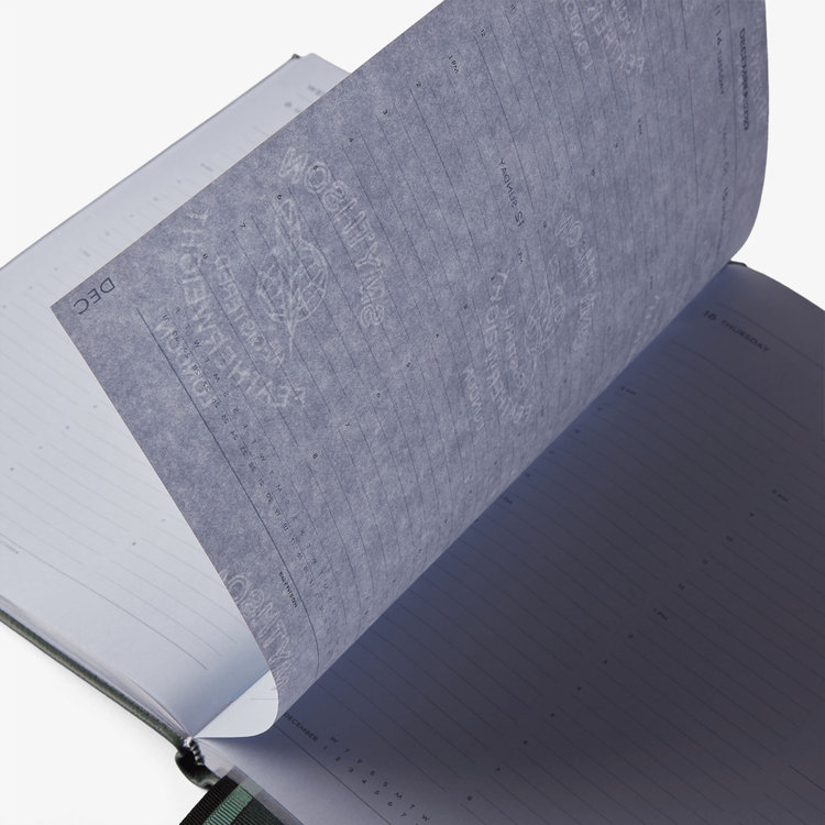 Smythson 2027 Portobello Vertical Weekly Diary in Pastegrain SLATE GREEN