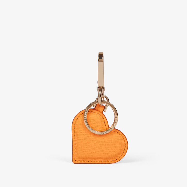 Smythson Panama Heart Keyring LIGHT ORANGE
