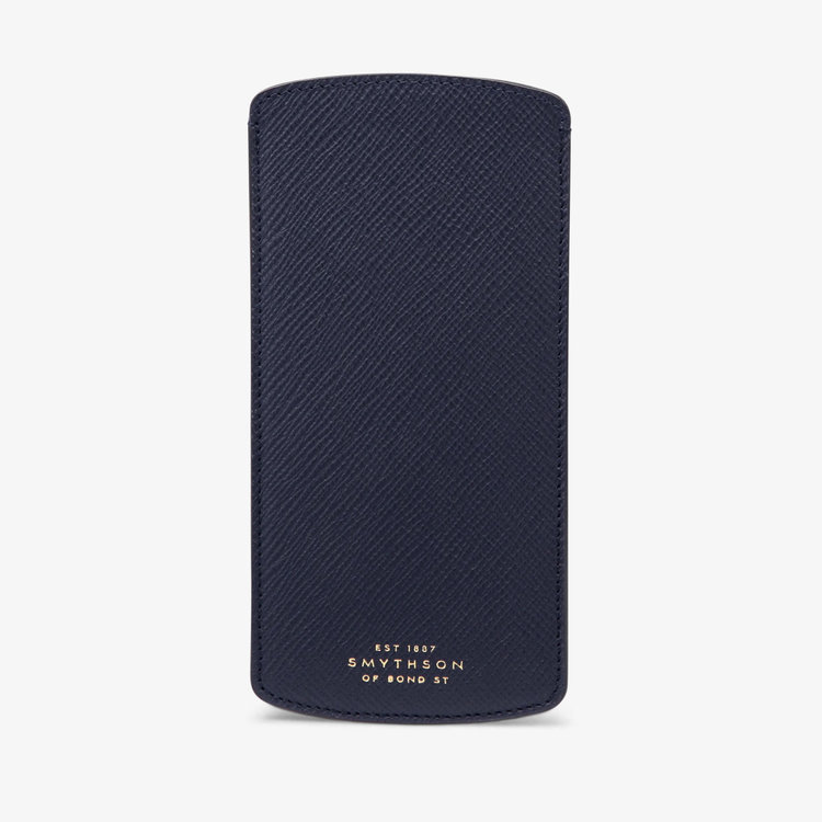 Smythson Panama Leopard Opt Glasses Case NAVY