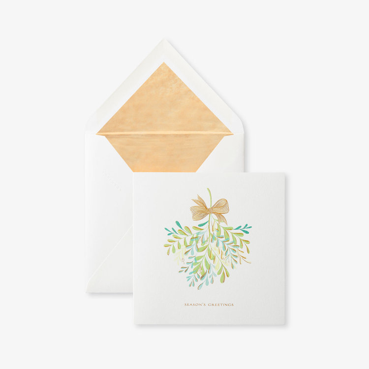 Smythson Christmas Mistletoe 10CE WHITE WOVE
