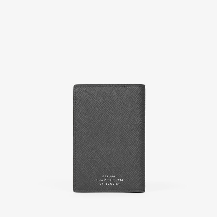 Smythson Panama 6CC Folded Card Holder STORM GREY