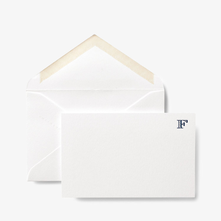 Smythson Initial F Alphabet 10 Card Set WHITE WOVE