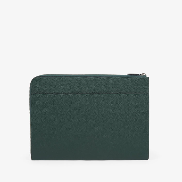 Smythson Panama Small Laptop Case FOREST GREEN