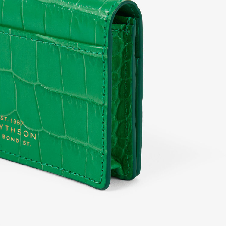 Smythson Folded Card Case with Snap Closure in Mara JADE
