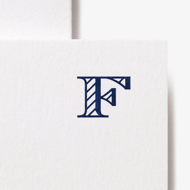 Smythson Initial F Alphabet 10 Card Set WHITE WOVE