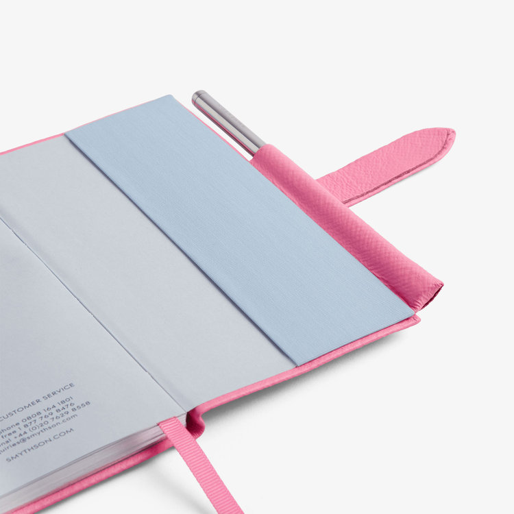 Smythson 2027 Panama Weekly Diary with Pencil in Pastegrain FLAMINGO