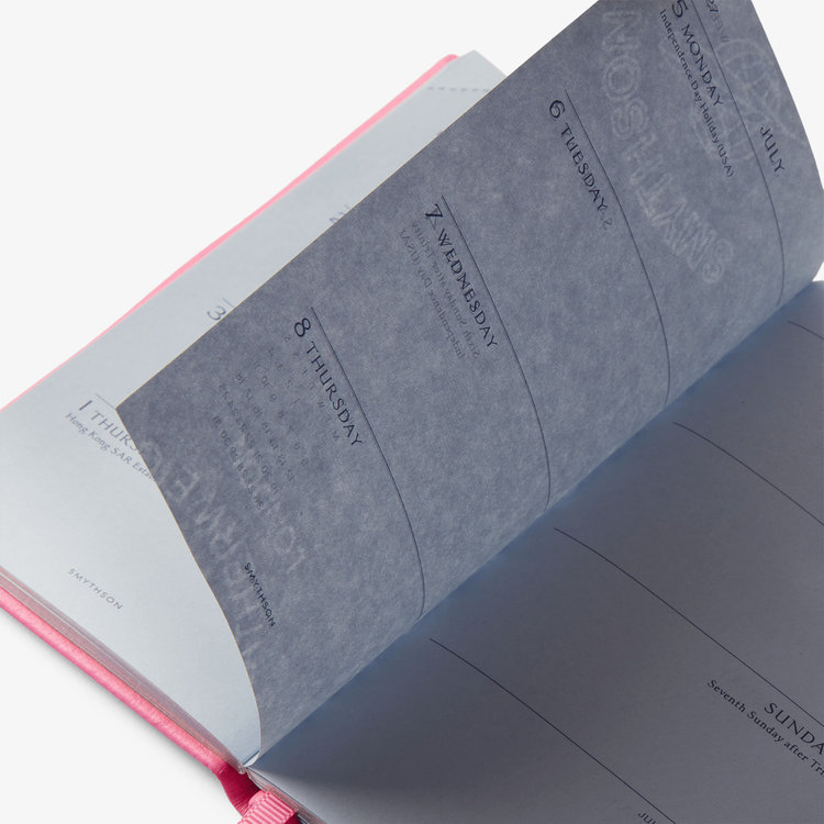 Smythson 2027 Panama Weekly Diary with Pencil in Pastegrain FLAMINGO