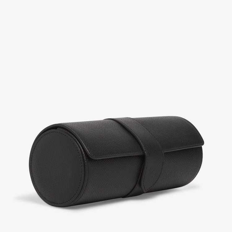 Smythson Travel Watch Roll in Panama BLACK