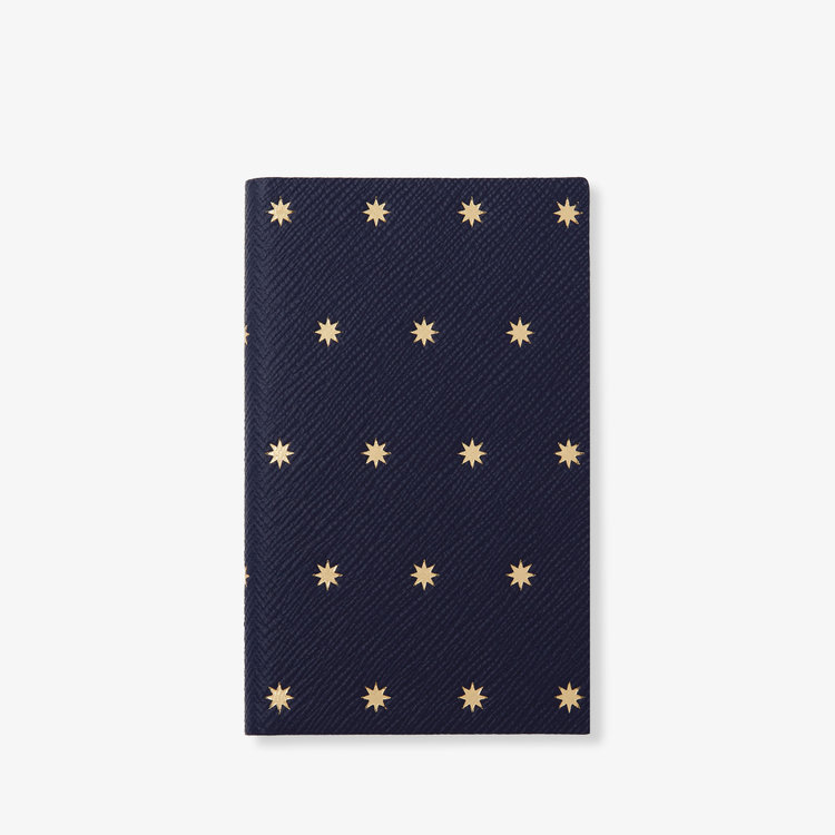 Smythson Pastegrain Stars Panama Notebook NAVY