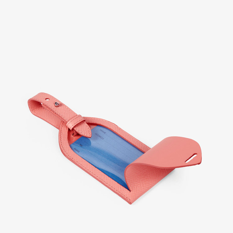 Smythson Panama Luggage Tag PEARL PINK