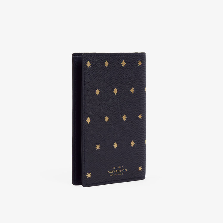 Smythson Panama Stars Passport Cover NAVY