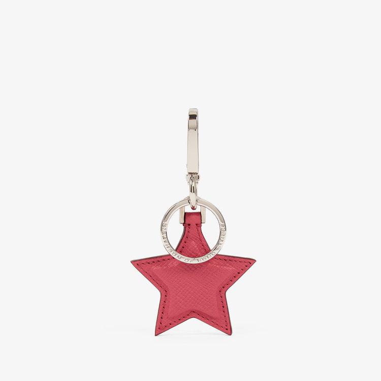 Smythson Panama Star Keyring RASPBERRY