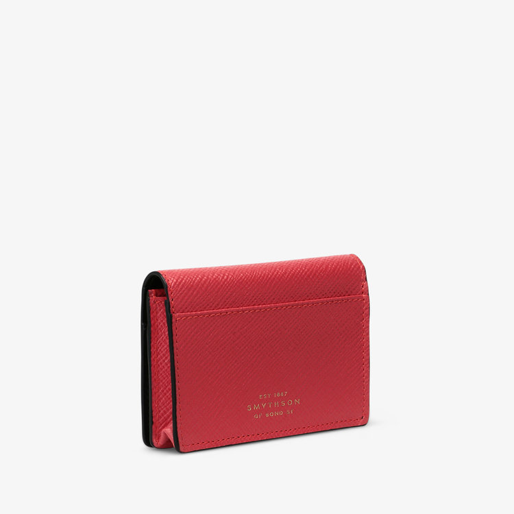 Smythson Panama Folded Card Case With Snap Closure SCARLET RED