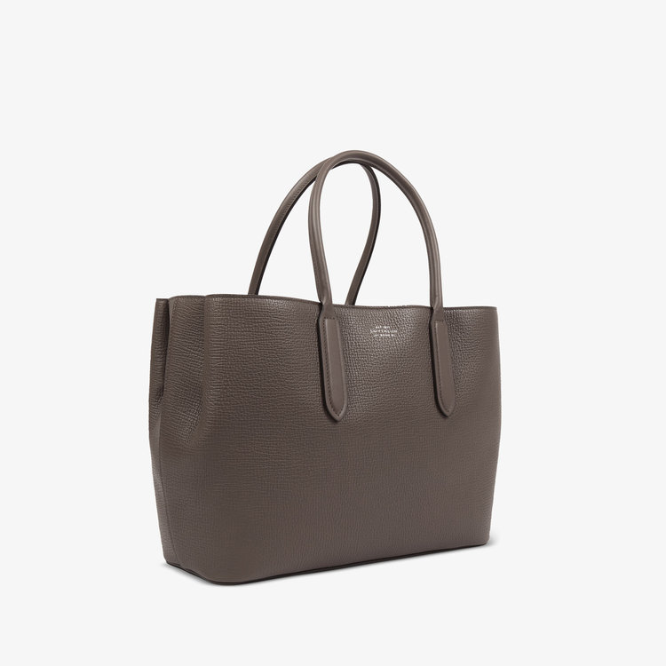 Smythson Ludlow Small Day Tote With Zip DARK TAUPE