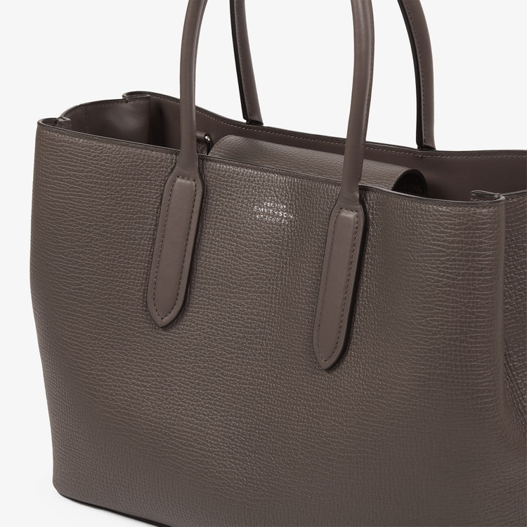 Smythson Ludlow Small Day Tote With Zip DARK TAUPE