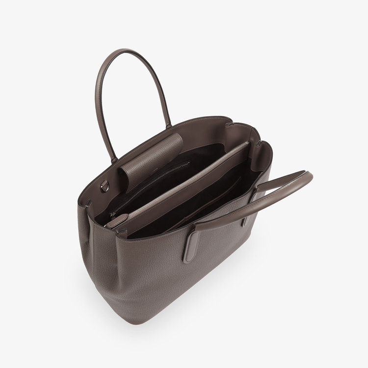 Smythson Ludlow Small Day Tote With Zip DARK TAUPE
