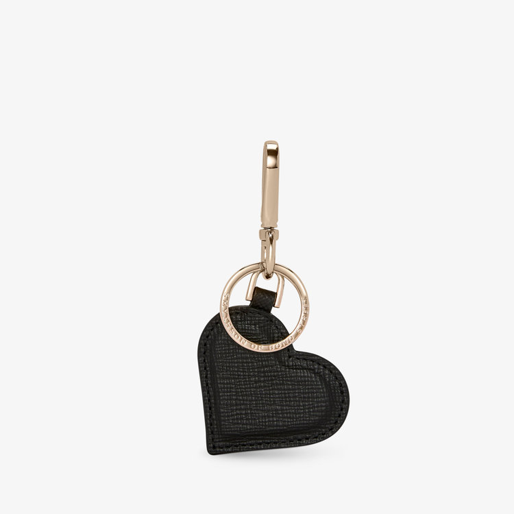 Smythson Panama Heart Keyring BLACK