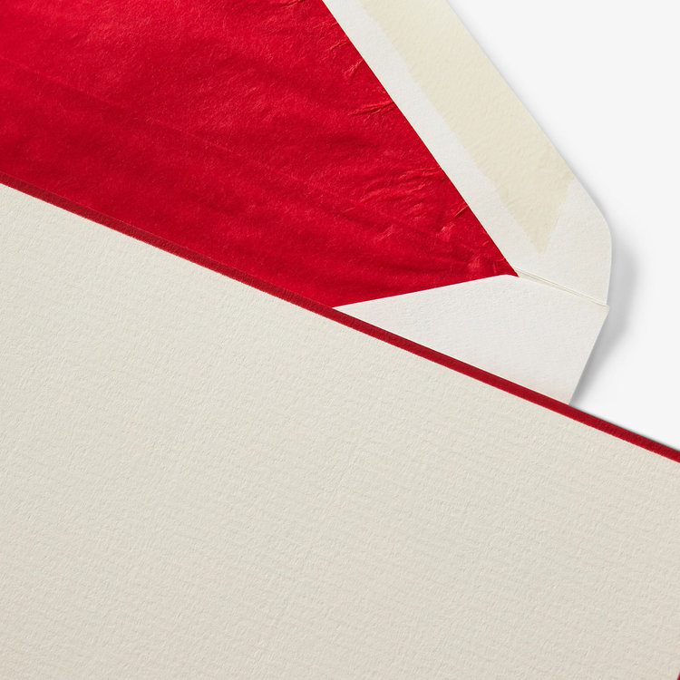 Smythson Single Border Kings Cards 10 Card Set WHITE LAID SCARLET RED