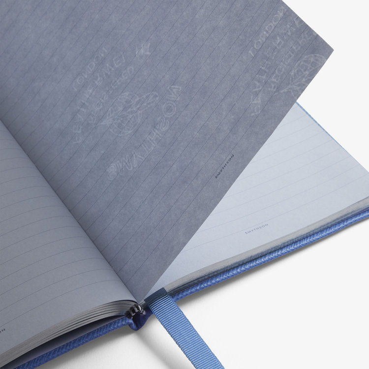 Smythson Panama Soho Poodle Notebook NILE BLUE