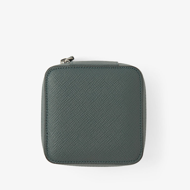 Smythson Small Watch Box in Panana SLATE GREEN