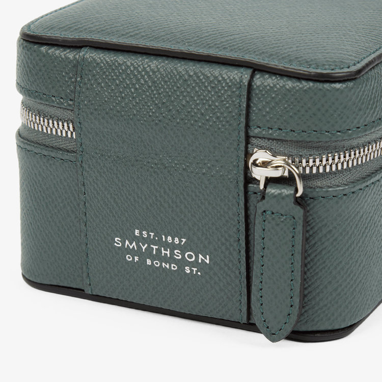 Smythson Small Watch Box in Panana SLATE GREEN
