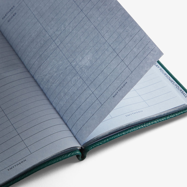 Smythson Pastegrain Panama Golf Notes With Pencil Index FOREST GREEN