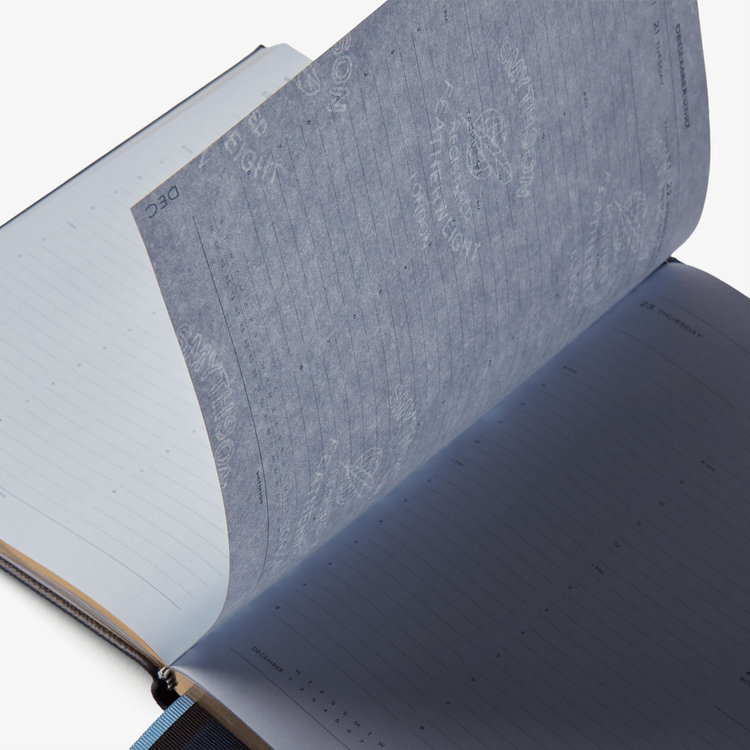 Smythson 2027 Portobello Vertical Weekly Diary in Pastegrain NAVY