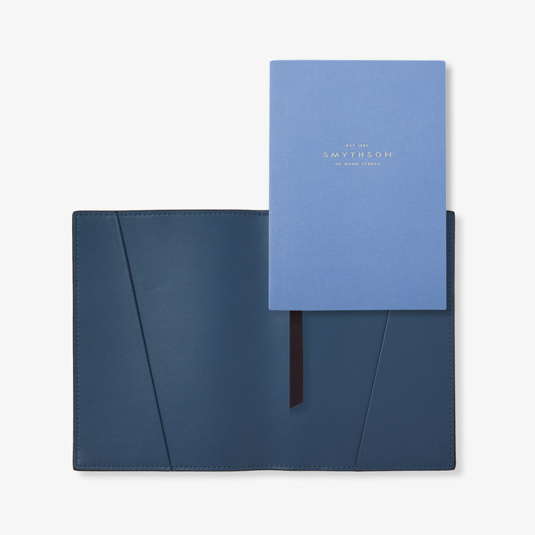 Smythson  Refillable Small Evergreen Notebook in Ludlow ADMIRAL BLUE