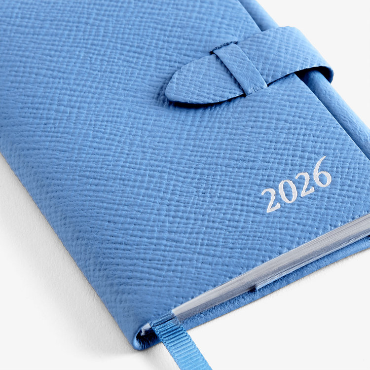 Smythson 【予約】2027 Wafer Weekly Diary with Pencil in Pastegrain NILE BLUE