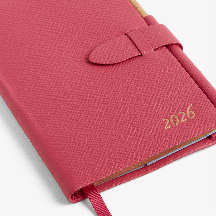 Smythson Pastegrain 2026 Panama Diary with Pencil RASPBERRY