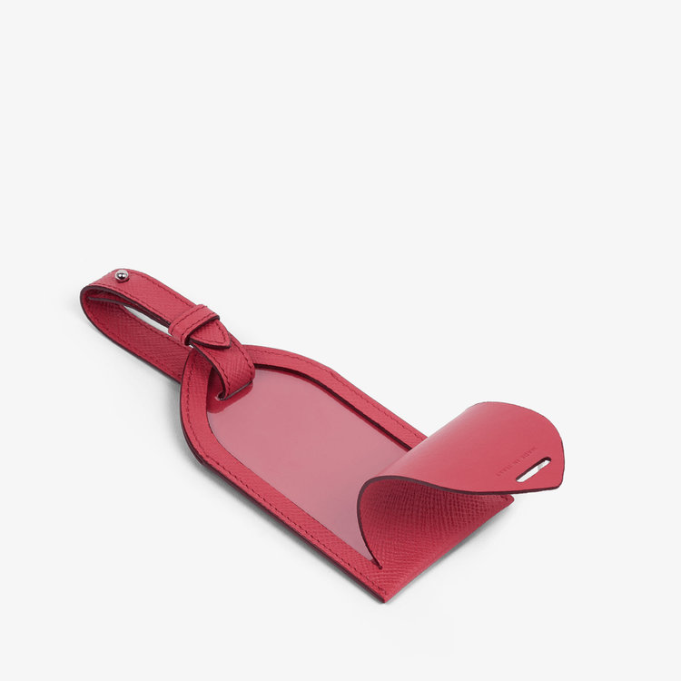 Smythson Panama Luggage Tag RASPBERRY