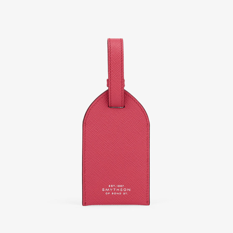 Smythson Panama Luggage Tag RASPBERRY
