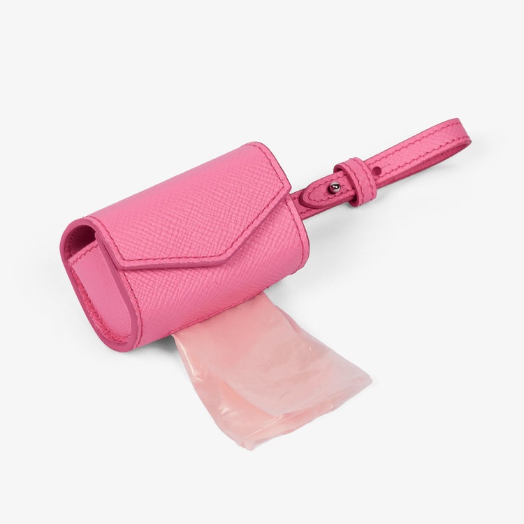 Smythson Dog Bags Holder in Panama FLAMINGO