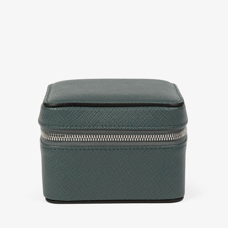 Smythson Small Watch Box in Panana SLATE GREEN