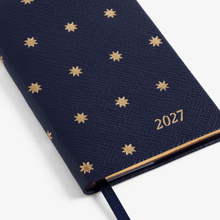 Smythson 【予約】2027 Panama Stars Weekly Diary in Pastegrain NAVY