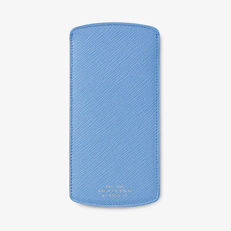 Smythson Panama Leopard Opt Glasses Case NILE BLUE