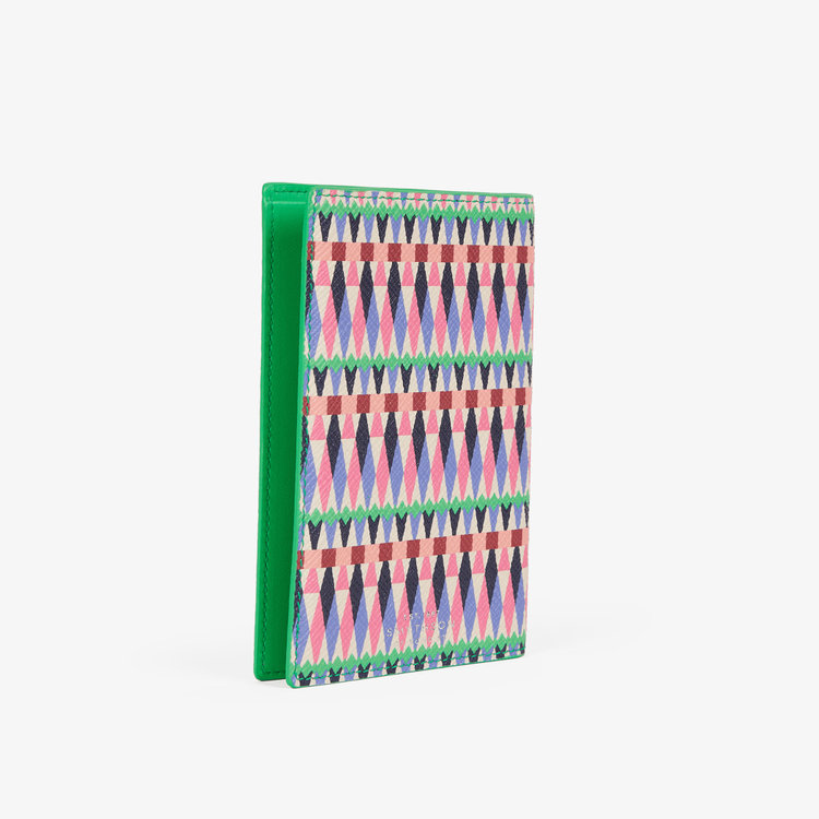 Smythson Passport Cover in Panama Harlequin FLAMINGO
